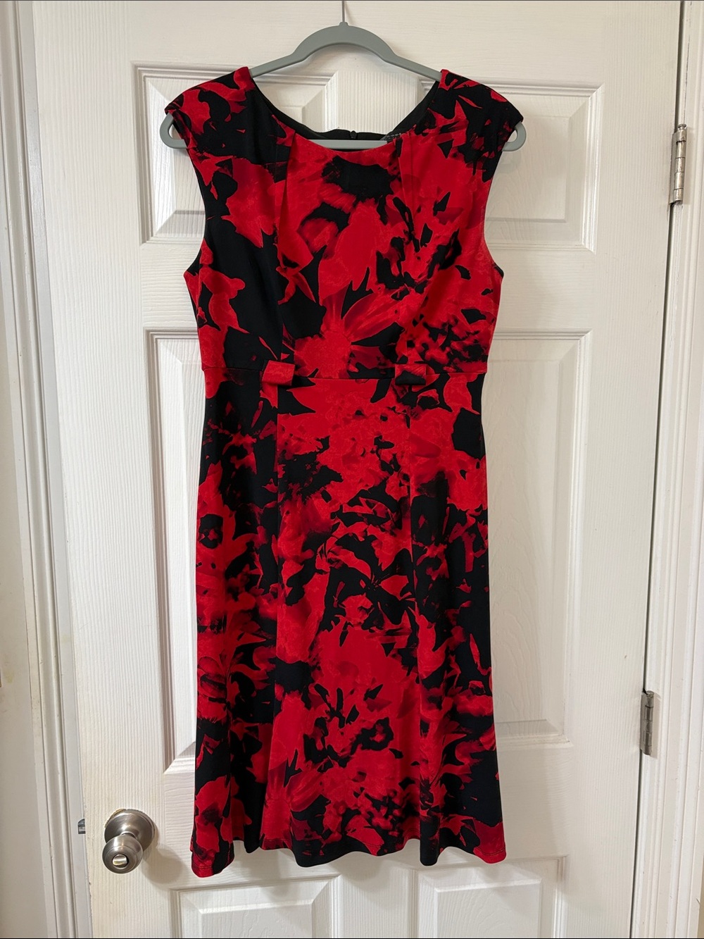 connected apparel Red and Black Floral Midi Dress
